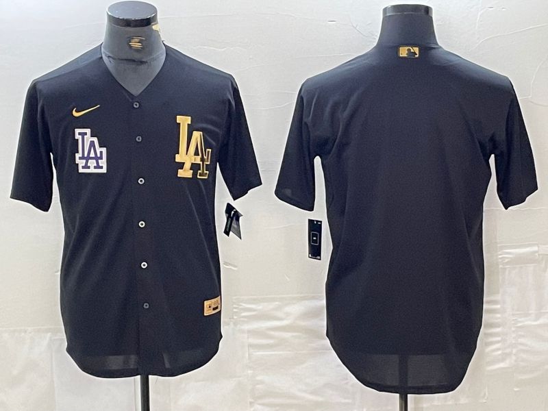 Men Los Angeles Dodgers Blank Black gold 4 th generation Nike 2024 MLB Jersey style 2